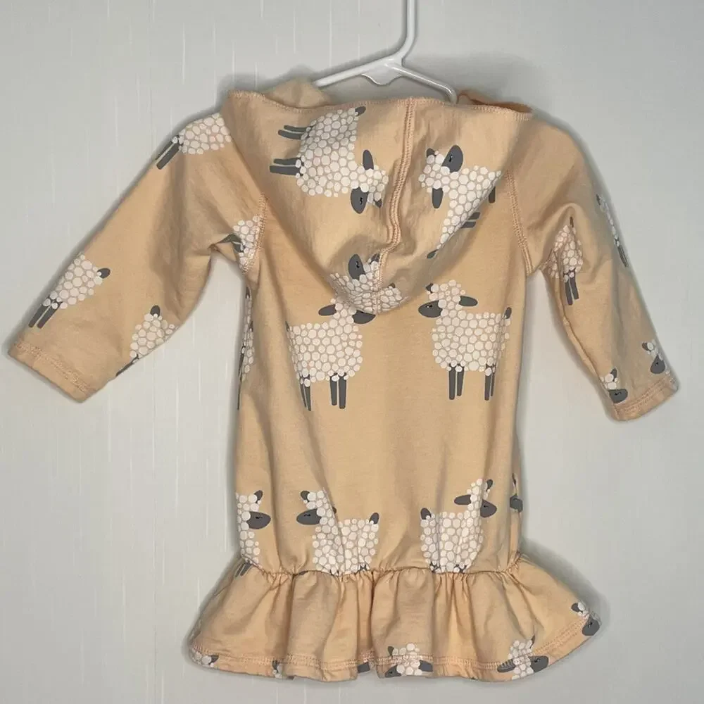 Monica Andy Soft Organic Sheep Hooded Peplum Tunic Size 12-18M
